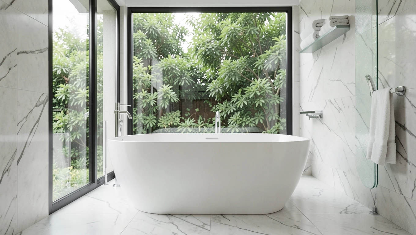 Łazienka z oknem i wanną