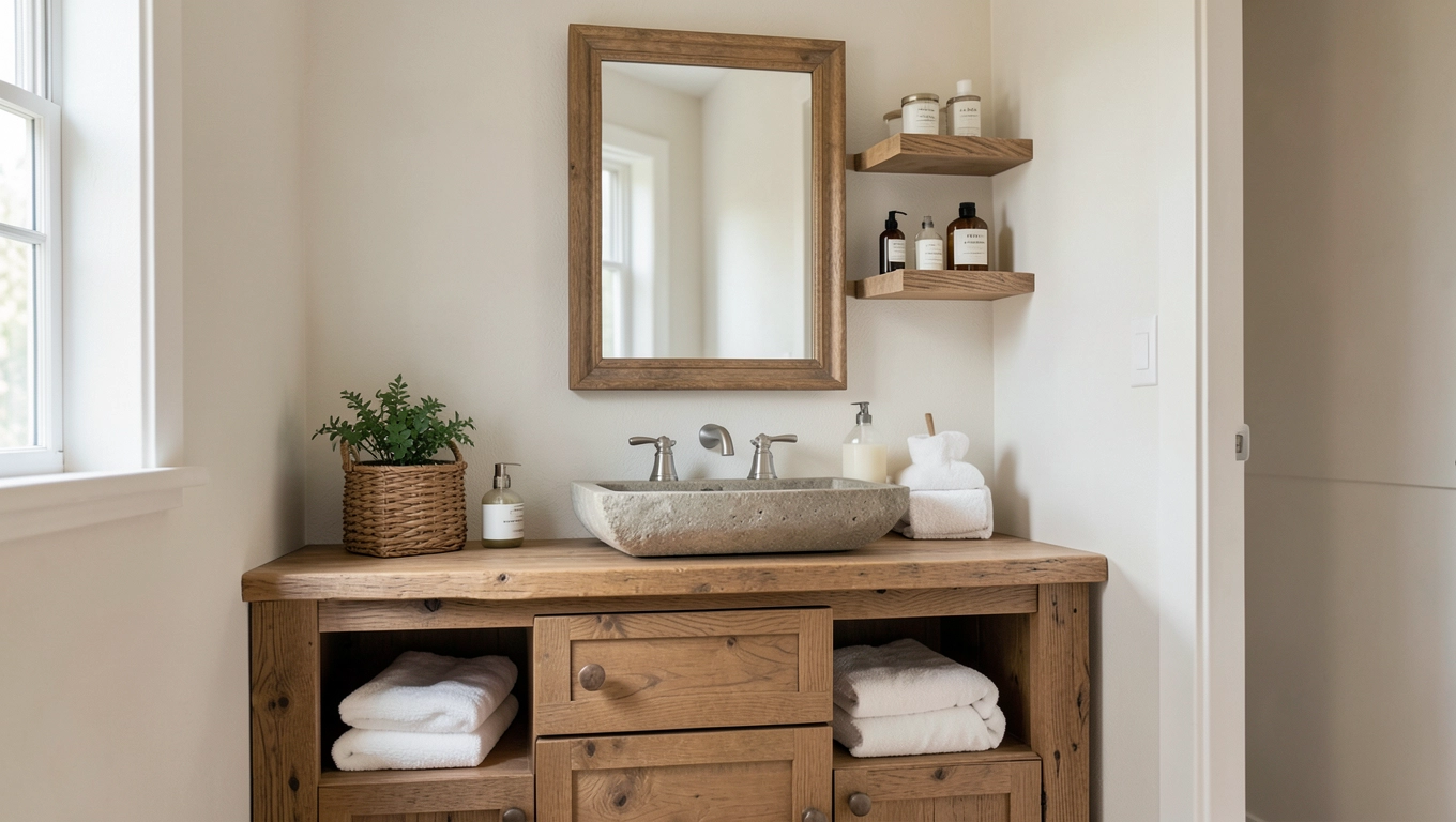 meble łazienkowe z drewna