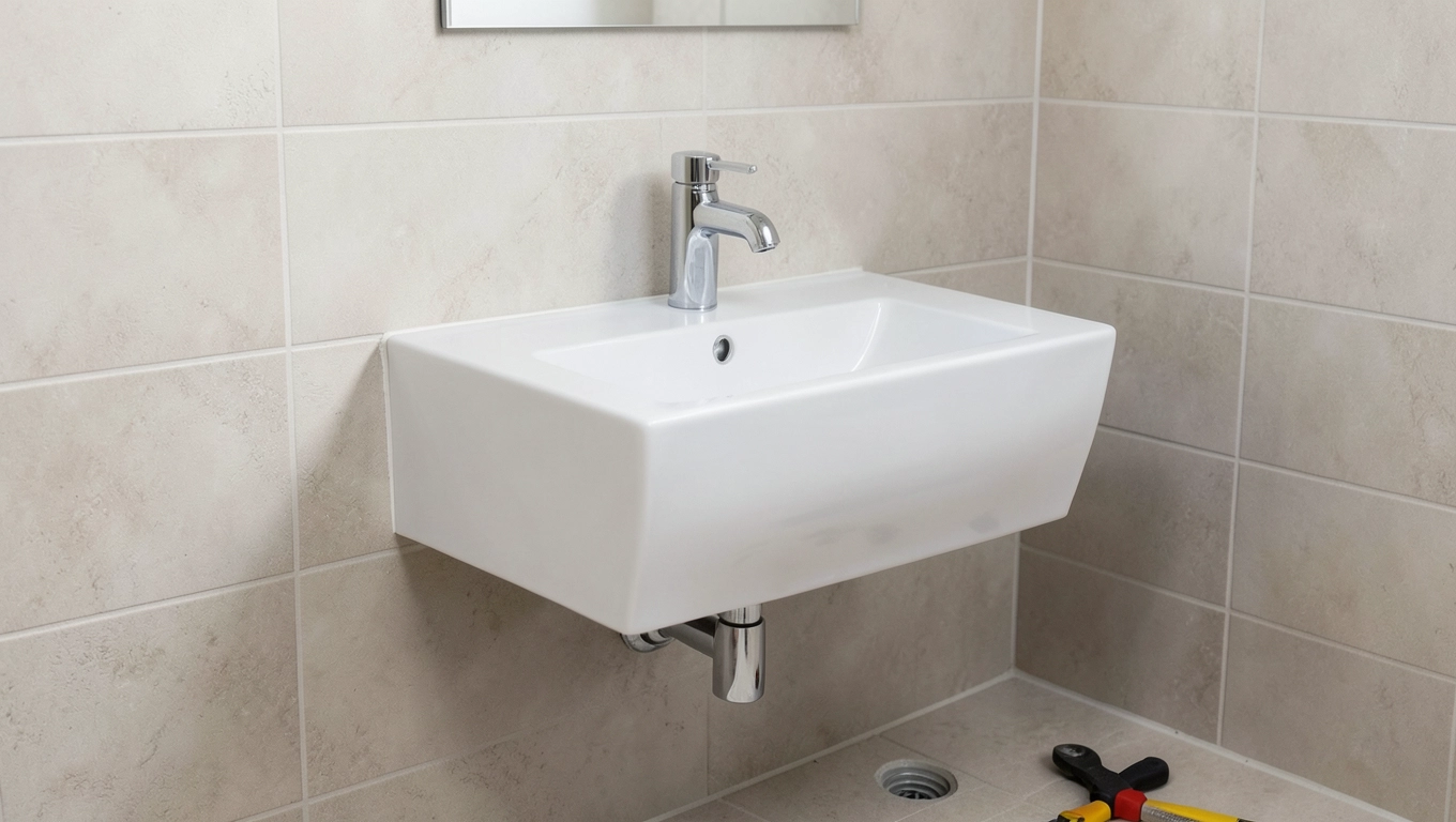 Montaż umywalki z szafką wiszącą