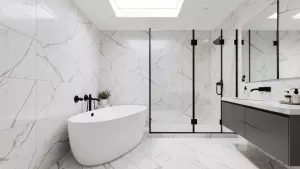 Nowoczesna łazienka z wanną i prysznicem
